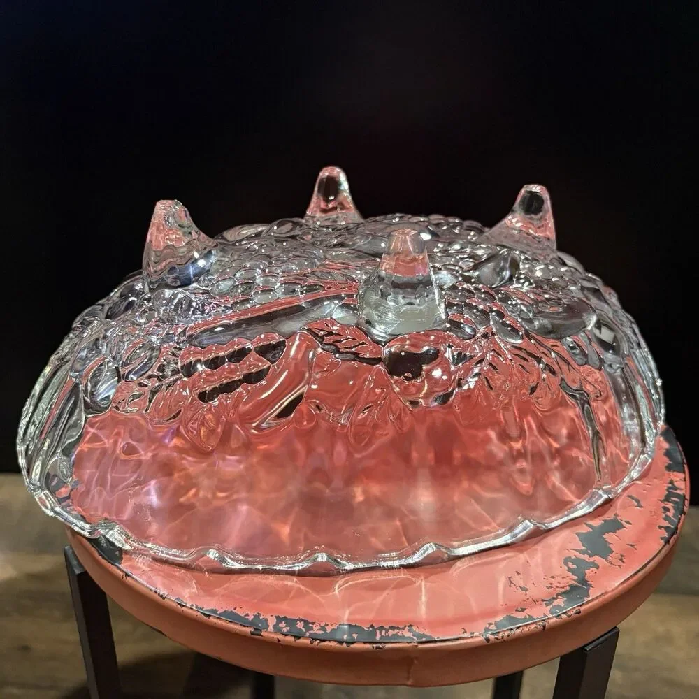 Vintage Clear Pressed Glass Footed Fruit Bowl Oval Scalloped 12” Serving Bowl
